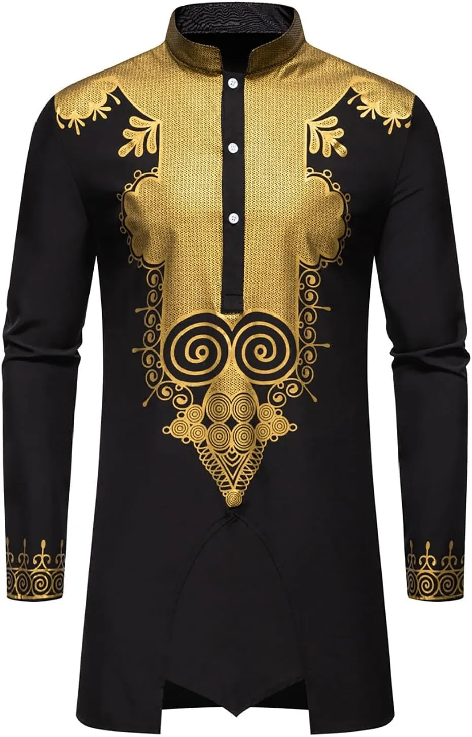 Men's Africa Suit Retro Long Sleeve Graphic Musilm Thobe and Pants Outfit Middle East Islamic Traditional 2 Piece Set