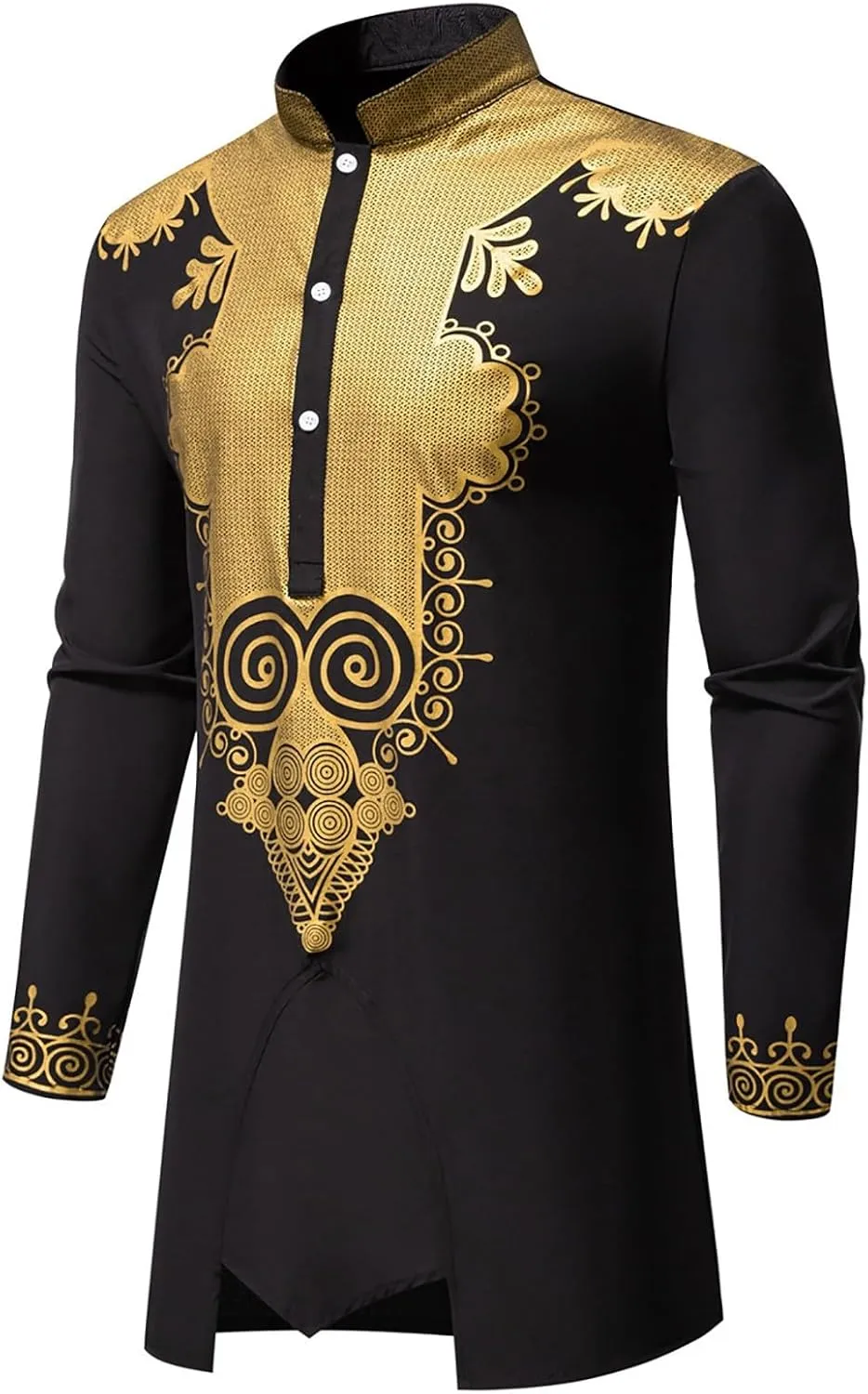 Men's Africa Suit Retro Long Sleeve Graphic Musilm Thobe and Pants Outfit Middle East Islamic Traditional 2 Piece Set