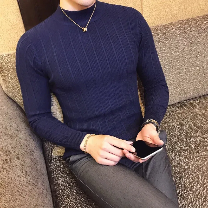 Men's Casual Striped Slim Fit Solid Pullover Sweater