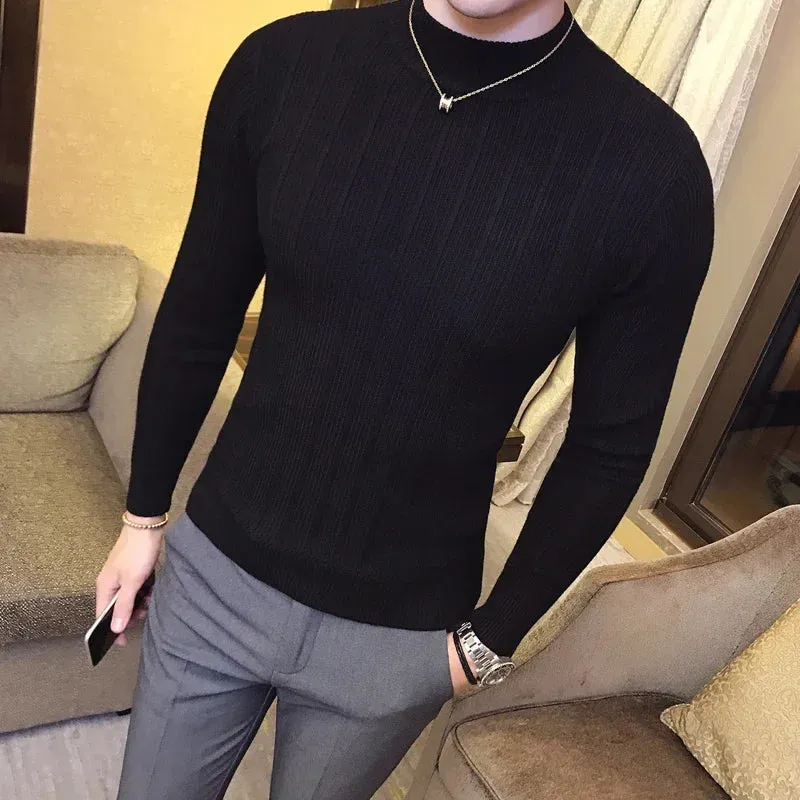 Men's Casual Striped Slim Fit Solid Pullover Sweater