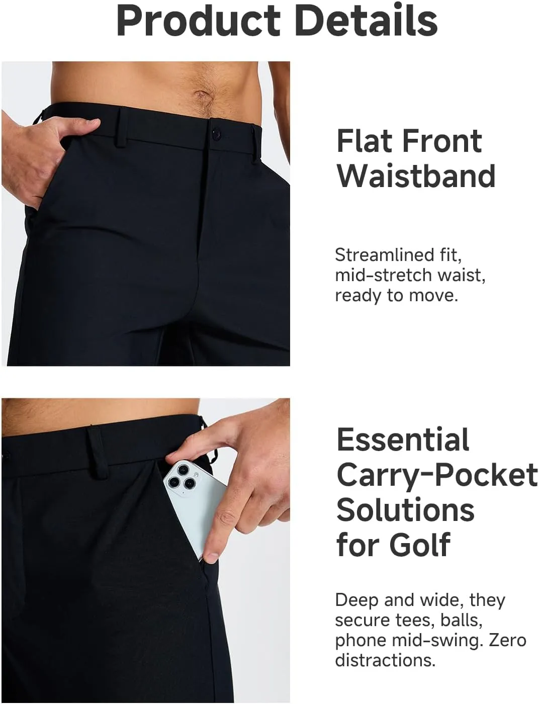 Men's Classic Fit 7/11 Inch Golf Shorts Lightweight Long Stretch Hiking Short with 4 Pockets for Casual Work