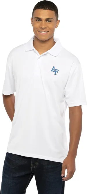 Men's Collegiate Premium Moisture Wicking White Icon Polo