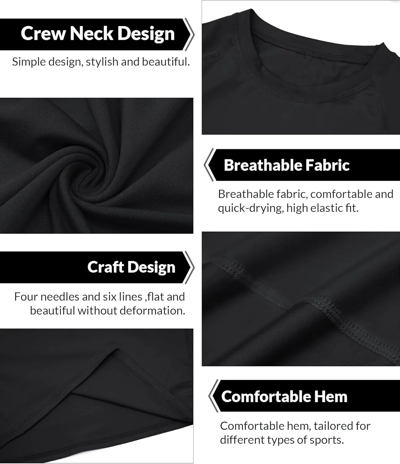 Mens Compression Shirts Short Sleeve Workout Shirt, Quick Dry Top Baselayer Athletic Shapewear Undershirts for Men