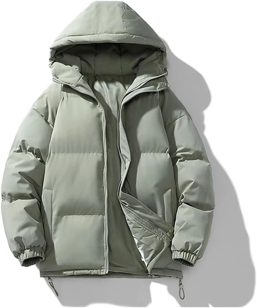 Men's Hooded Parkas Solid Warm Jacket Outdoor Casual Coats Men Cotton Padded Sports Jackets