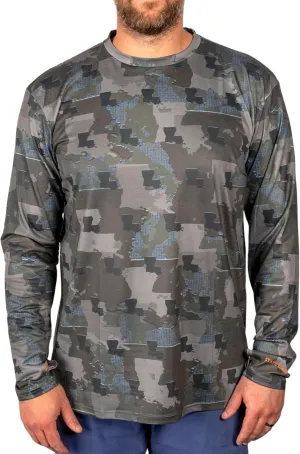 Mens Louisiana Camouflage Long Sleeve Hunting Performance Shirt - Moisture Wicking