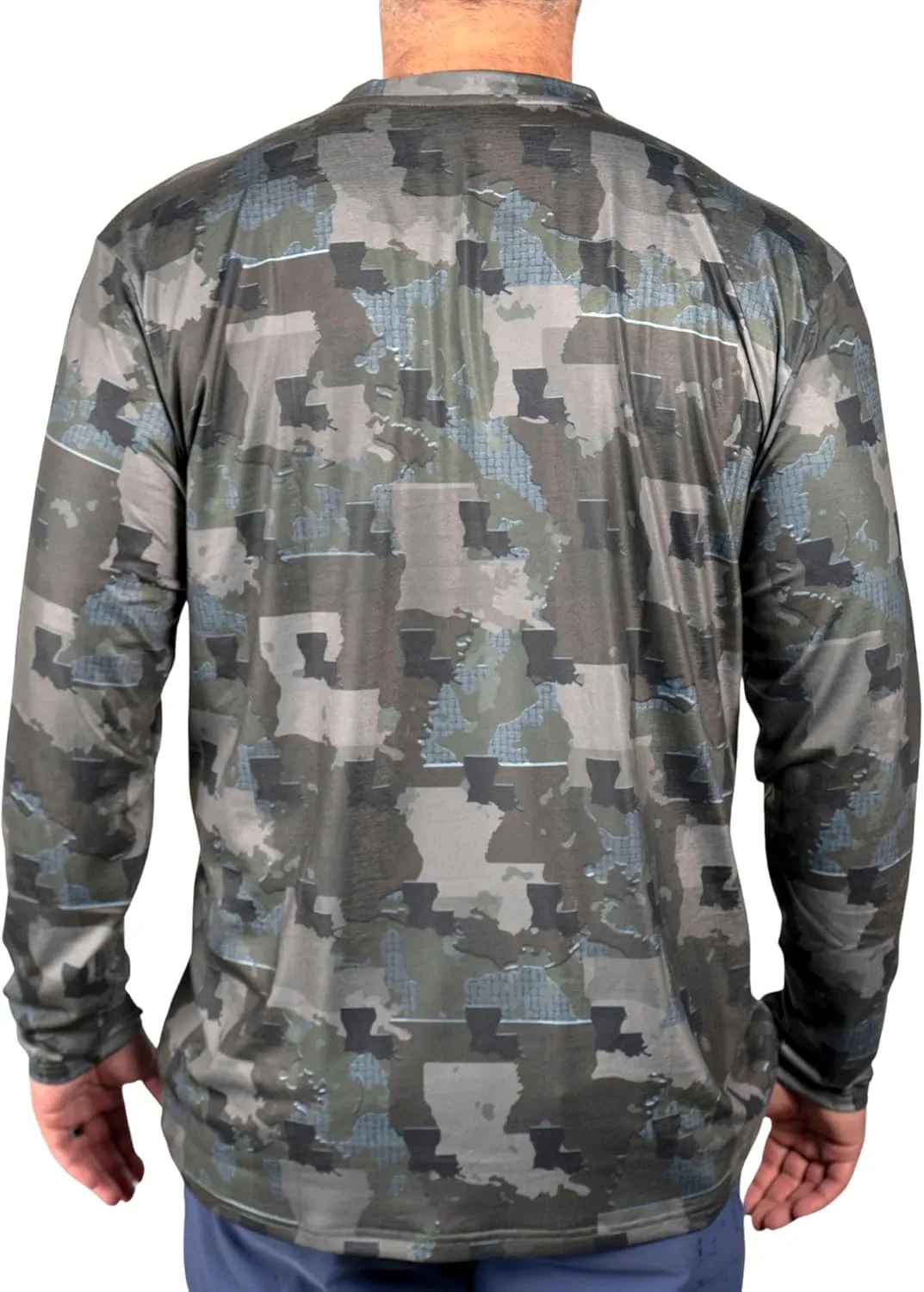 Mens Louisiana Camouflage Long Sleeve Hunting Performance Shirt - Moisture Wicking