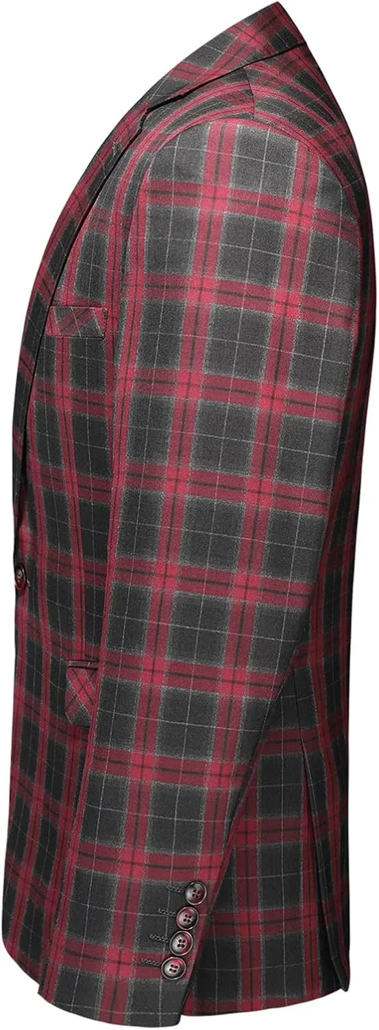 Men's Plaid Blazer Sport Coats Jackets Slim Fit Lightweight Casual Checkered Blazer for Men