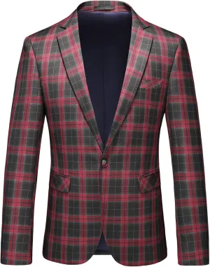 Men's Plaid Blazer Sport Coats Jackets Slim Fit Lightweight Casual Checkered Blazer for Men