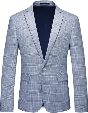 Men's Plaid Blazer Sport Coats Jackets Slim Fit Lightweight Casual Checkered Blazer for Men