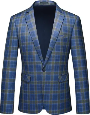 Men's Plaid Blazer Sport Coats Jackets Slim Fit Lightweight Casual Checkered Blazer for Men