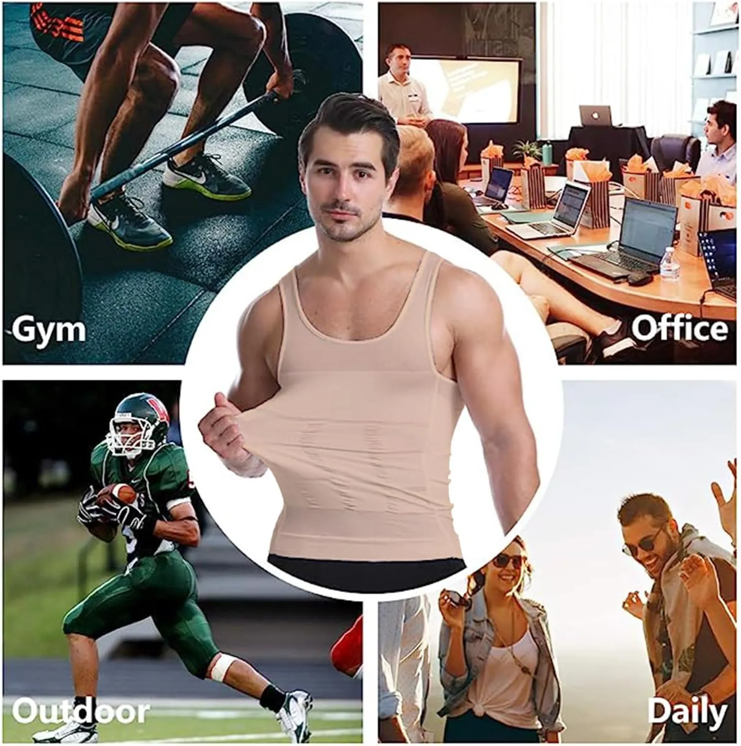 Mens Slimming Tank Top Body Shaper Compression Shirts for Men Slim Undershirts Abs Vest for Workout Abdomen,