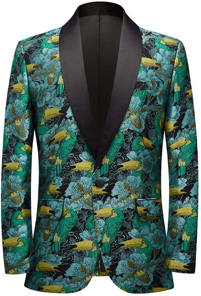 Men's Vintage Jacquard Suit Jacket Blazer Blazers Prom, Banquet, Dinner, Wedding, Prom, Party