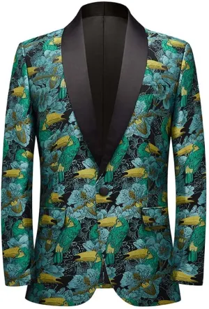 Men's Vintage Jacquard Suit Jacket Blazer Blazers Prom, Banquet, Dinner, Wedding, Prom, Party