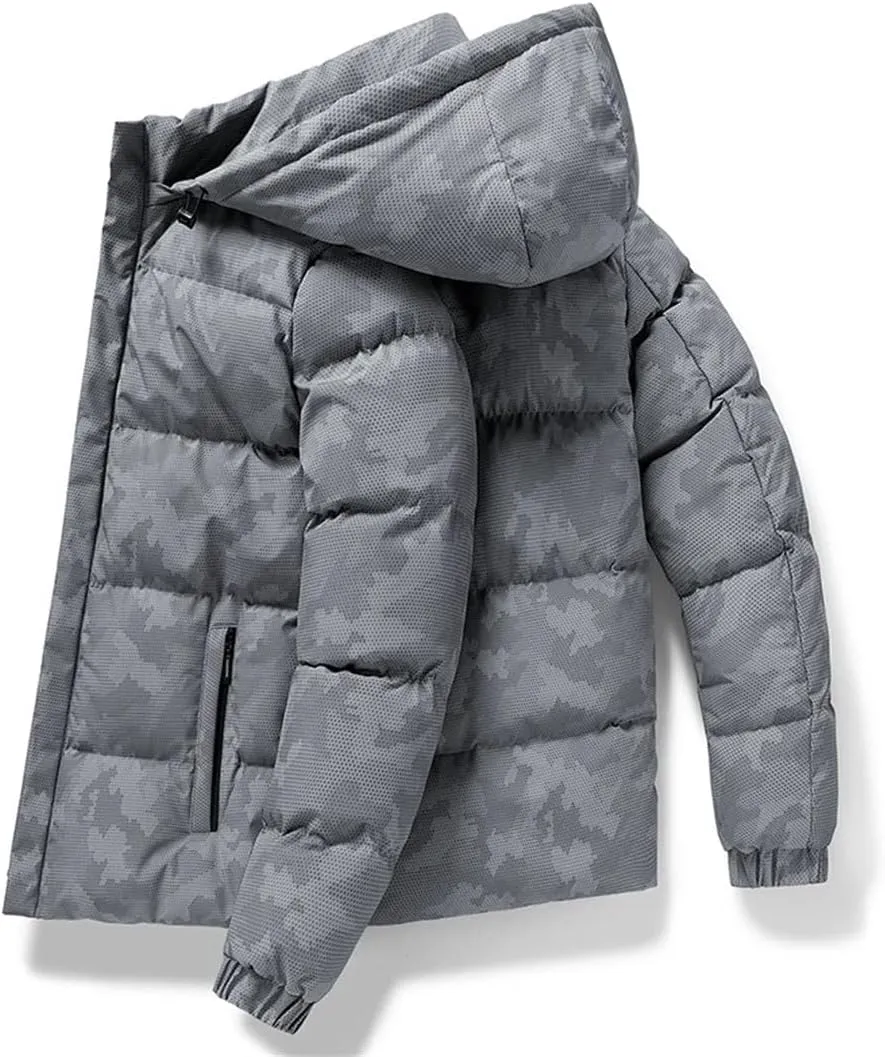 Men's Winter Jacket Large Thickening Outdoor Travel Warm Coat Men's Camo1 Cotton-Padded Jacket With Hood