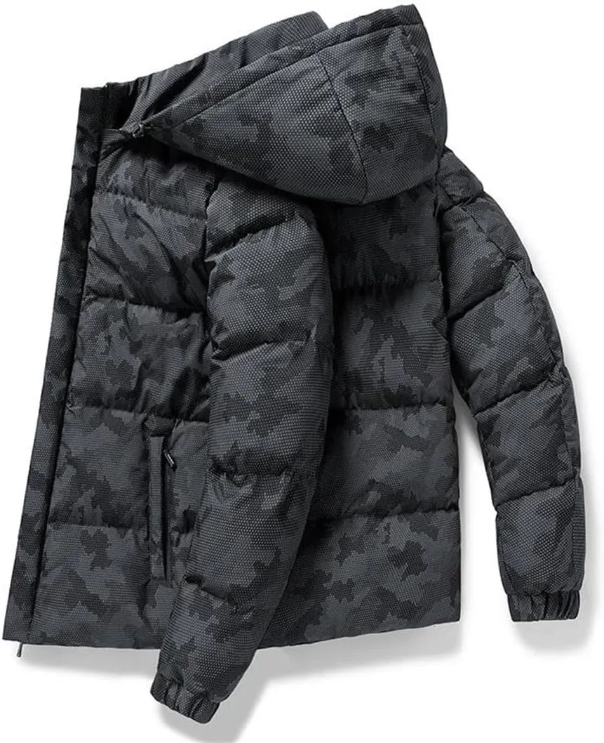 Men's Winter Jacket Large Thickening Outdoor Travel Warm Coat Men's Camo1 Cotton-Padded Jacket With Hood