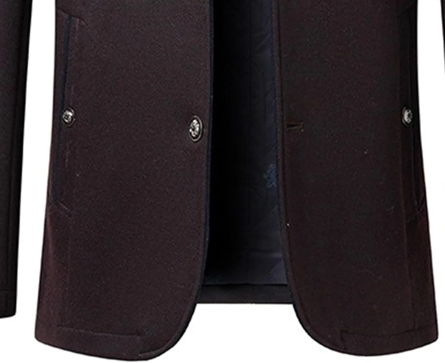 Mens Wool Blend Blazer Jacket Single Breasted Business Blazer Jacket Stand Collar Wool Blend Coat Wih Pockets