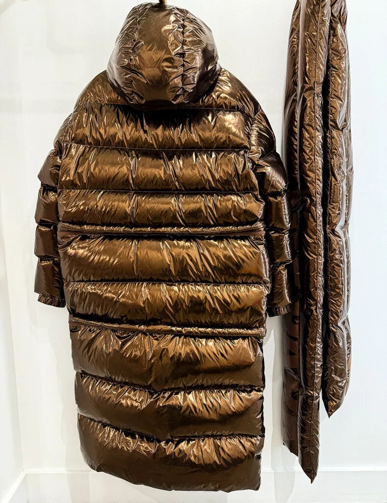 Metallic Long Puffer Coat (like new, worn once)