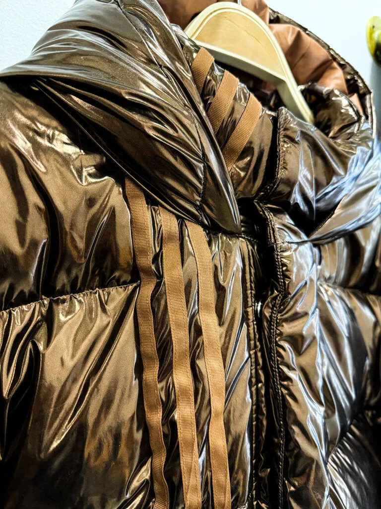 Metallic Long Puffer Coat (like new, worn once)