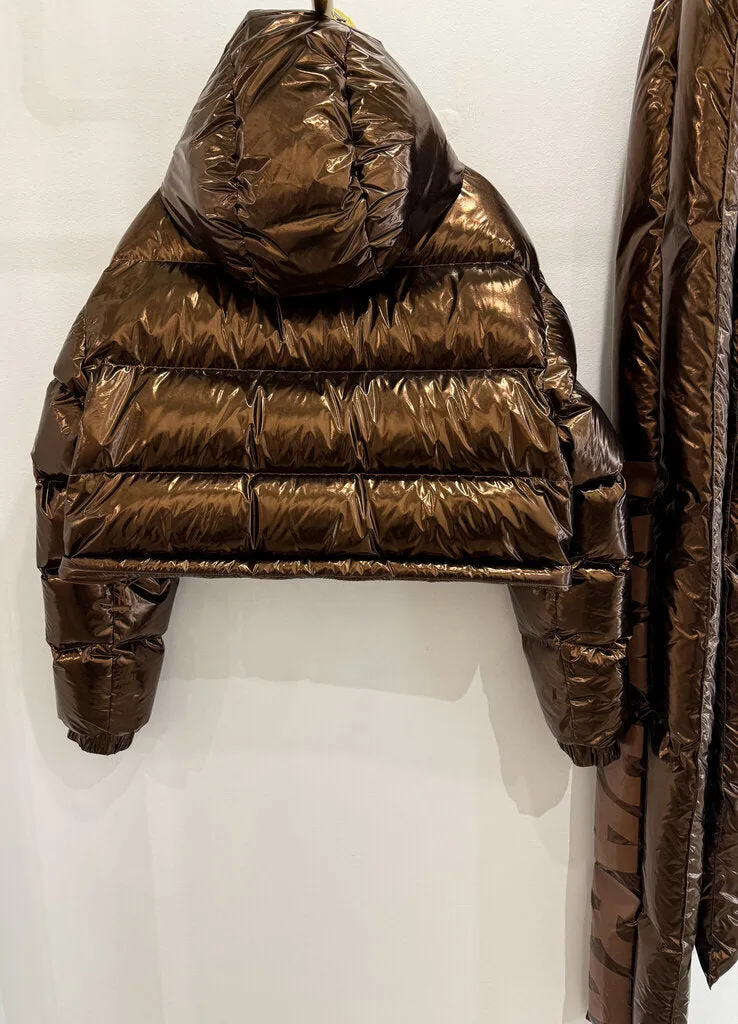 Metallic Long Puffer Coat (like new, worn once)