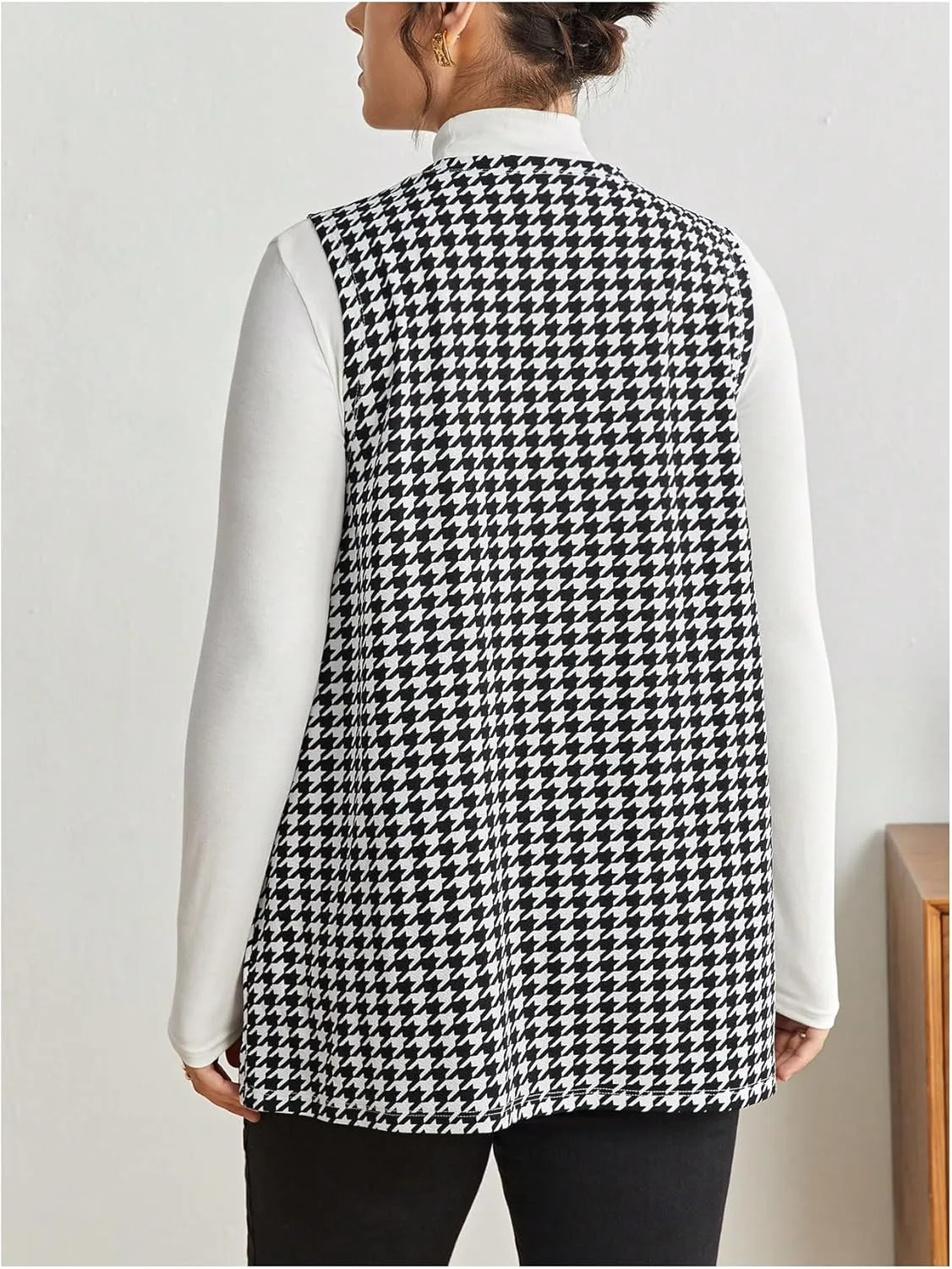 Milumia Women's Plus Size Printed Sleeveless Blazers Open Front Cardigan