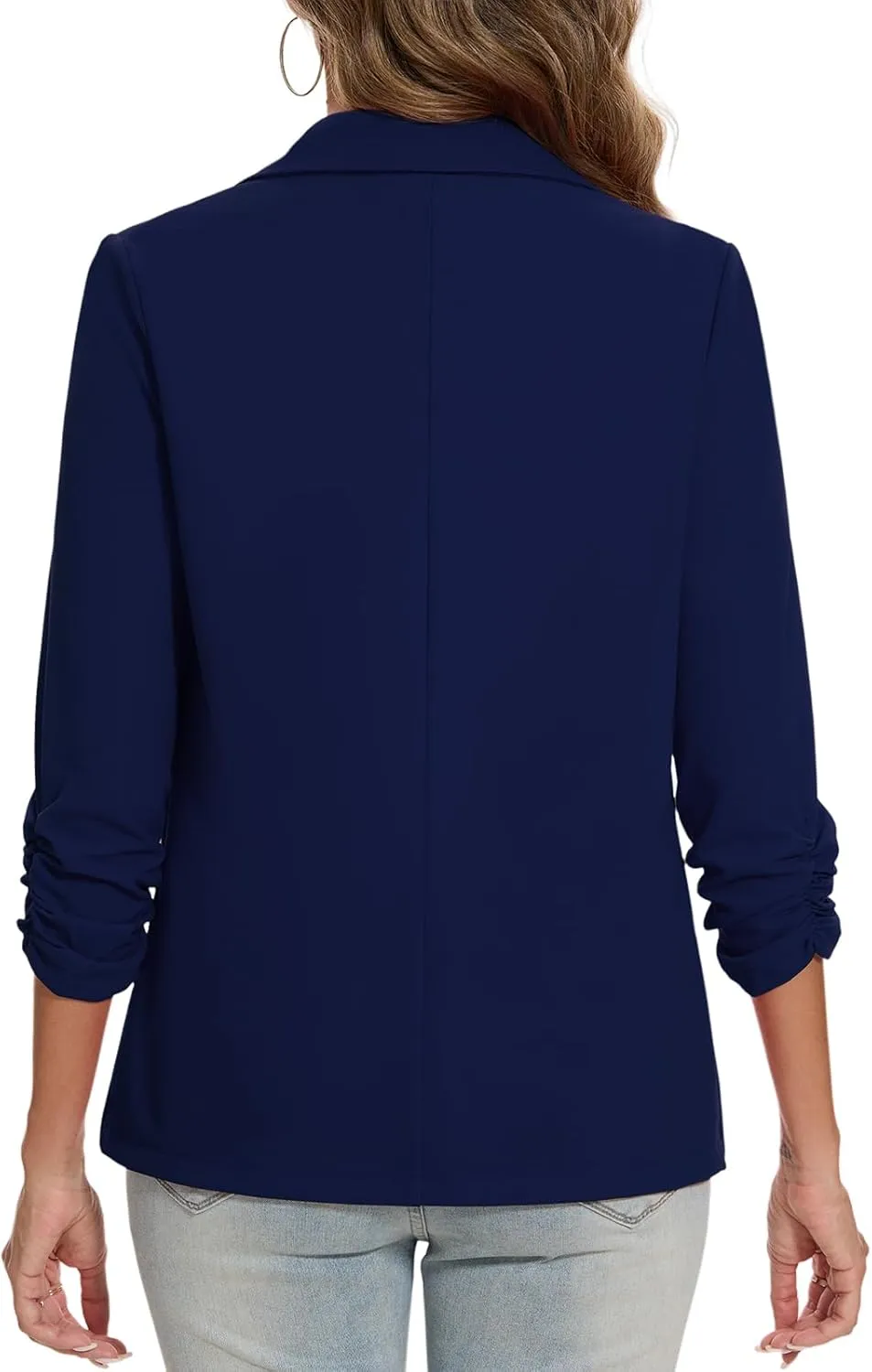 MINTLIMIT Blazers for Women Ruched 3/4 Sleeve Notch Lapel Button Front Blazer Casual Work Office Suit Jacket with Pocket