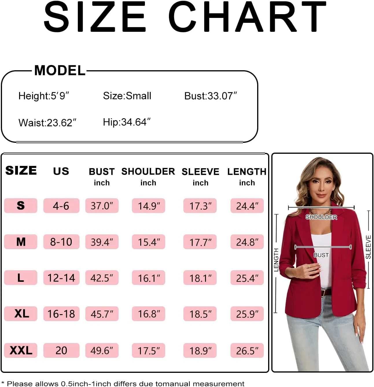 MINTLIMIT Blazers for Women Ruched 3/4 Sleeve Notch Lapel Button Front Blazer Casual Work Office Suit Jacket with Pocket