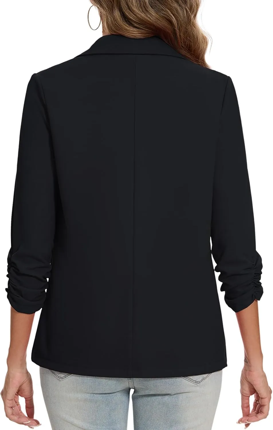 MINTLIMIT Blazers for Women Ruched 3/4 Sleeve Notch Lapel Button Front Blazer Casual Work Office Suit Jacket with Pocket