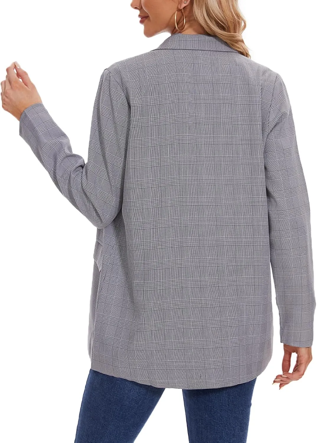 MINTLIMIT Women's Plaid Blazer Casual Long Sleeve Oversized Boyfriend Blazers Double Breasted Lapel Jacket with Pockets