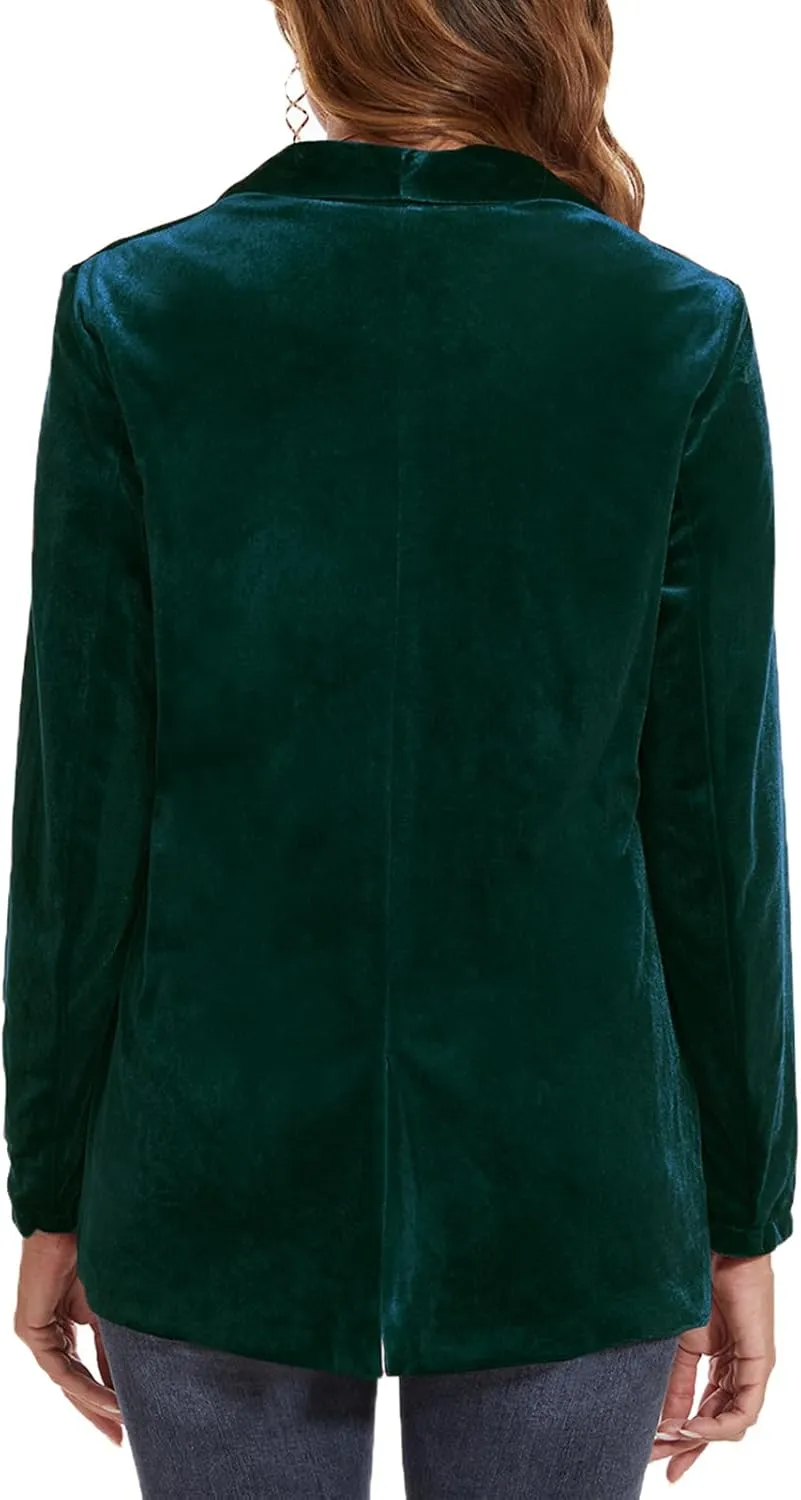 MINTLIMIT Women's Velvet Cardigan Jacket Shawl Collar Open Front Vintage Office Blazer Jacket Suit with Pockets