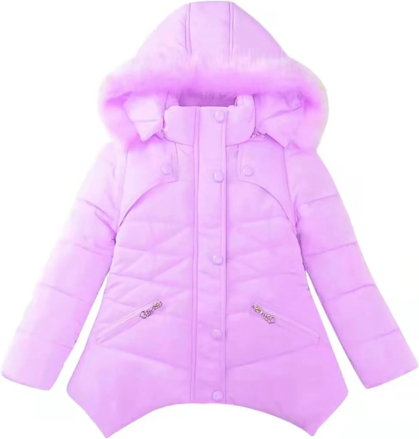 Miss Bei Girls' Puffer Down Coat Winter Fur Jacket Parka Down Coat Kids with Fur Hood