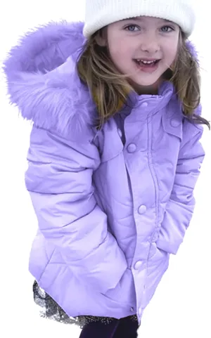 Miss Bei Girls' Puffer Down Coat Winter Fur Jacket Parka Down Coat Kids with Fur Hood