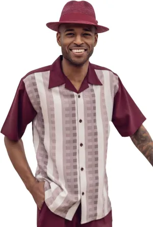 MONTIQUE Men's Walking Suit  Short Sleeve Button-Up Shirt & Relaxed-Fit Cuffed Pants - 2409