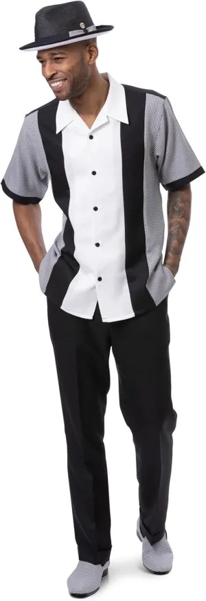 MONTIQUE Men's Walking Suit  Short Sleeve Button-Up Shirt & Relaxed-Fit Cuffed Pants - 2424