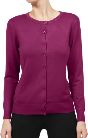 NE PEOPLE Women's Knit Cardigan  Long Sleeve Basic Button Down Crewneck Casual Stretch Sweater Knitted Ribbed Hem