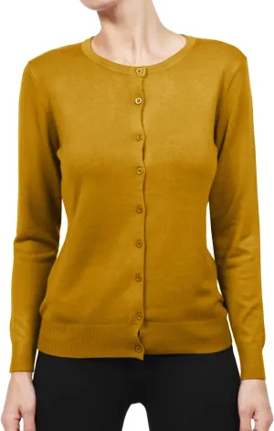NE PEOPLE Women's Knit Cardigan  Long Sleeve Basic Button Down Crewneck Casual Stretch Sweater Knitted Ribbed Hem
