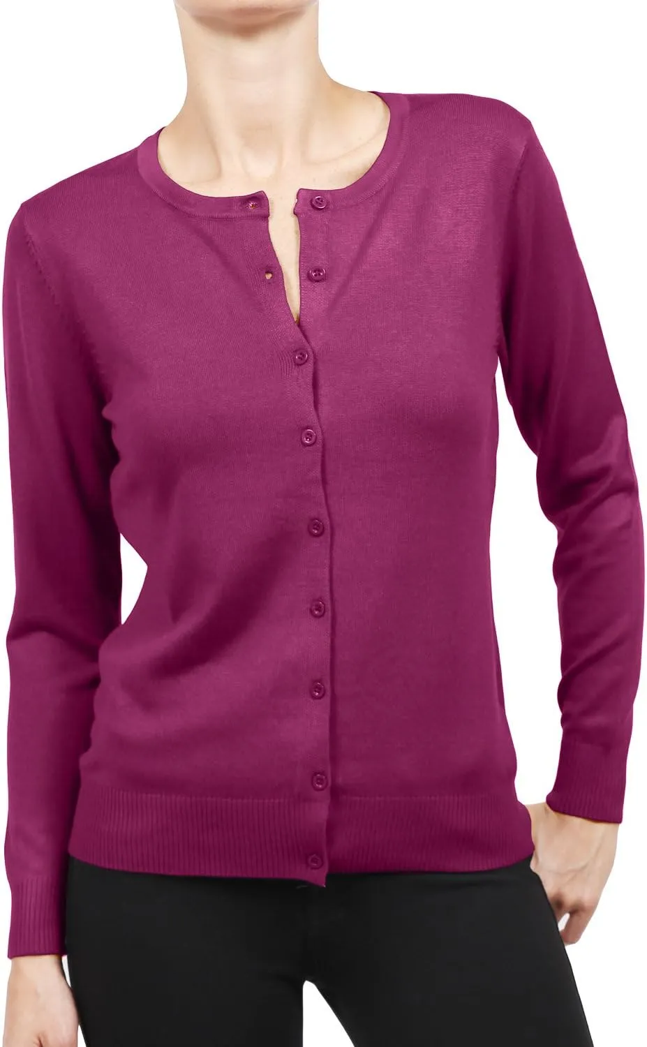 NE PEOPLE Women's Knit Cardigan  Long Sleeve Basic Button Down Crewneck Casual Stretch Sweater Knitted Ribbed Hem
