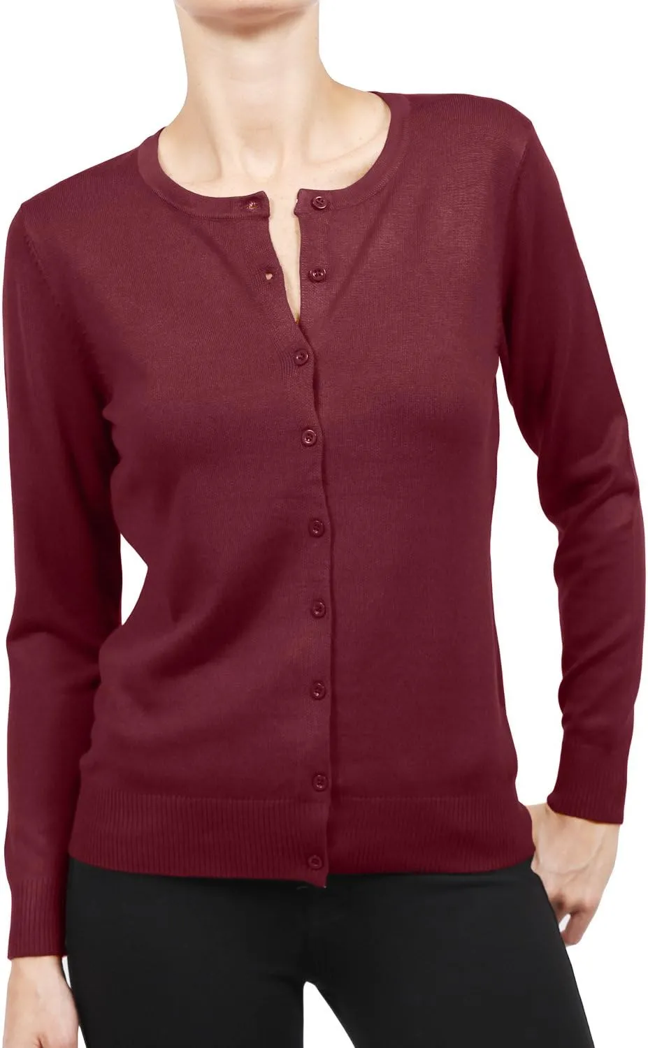 NE PEOPLE Women's Knit Cardigan  Long Sleeve Basic Button Down Crewneck Casual Stretch Sweater Knitted Ribbed Hem