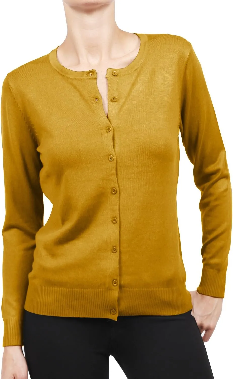 NE PEOPLE Women's Knit Cardigan  Long Sleeve Basic Button Down Crewneck Casual Stretch Sweater Knitted Ribbed Hem