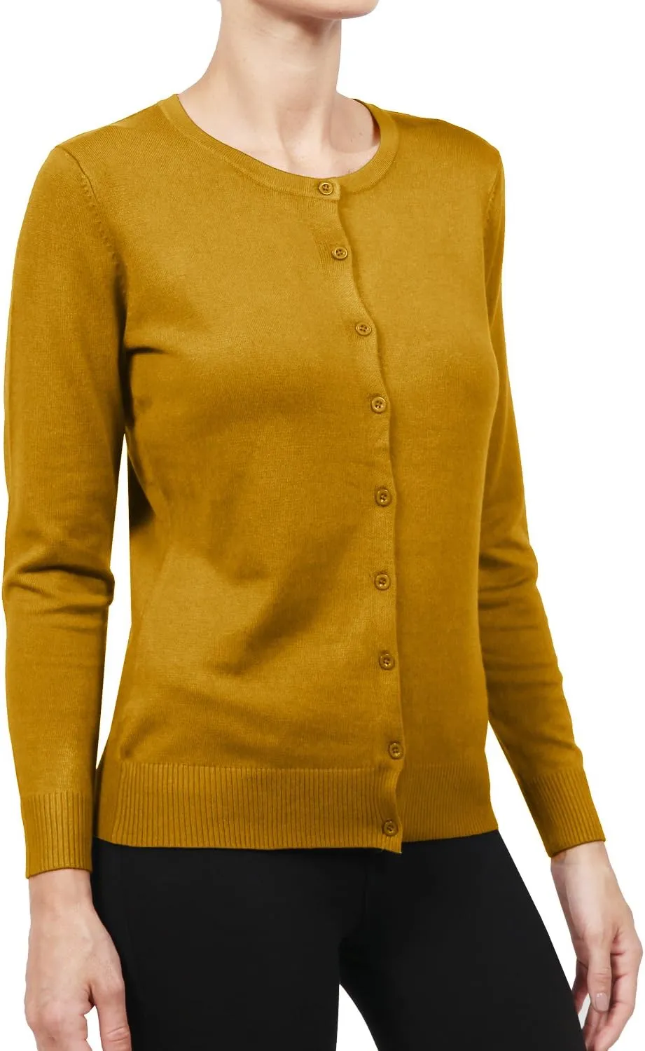 NE PEOPLE Women's Knit Cardigan  Long Sleeve Basic Button Down Crewneck Casual Stretch Sweater Knitted Ribbed Hem