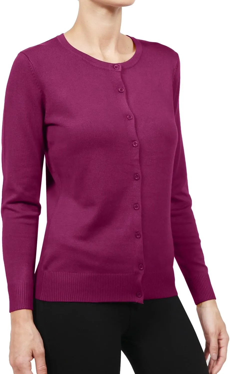 NE PEOPLE Women's Knit Cardigan  Long Sleeve Basic Button Down Crewneck Casual Stretch Sweater Knitted Ribbed Hem