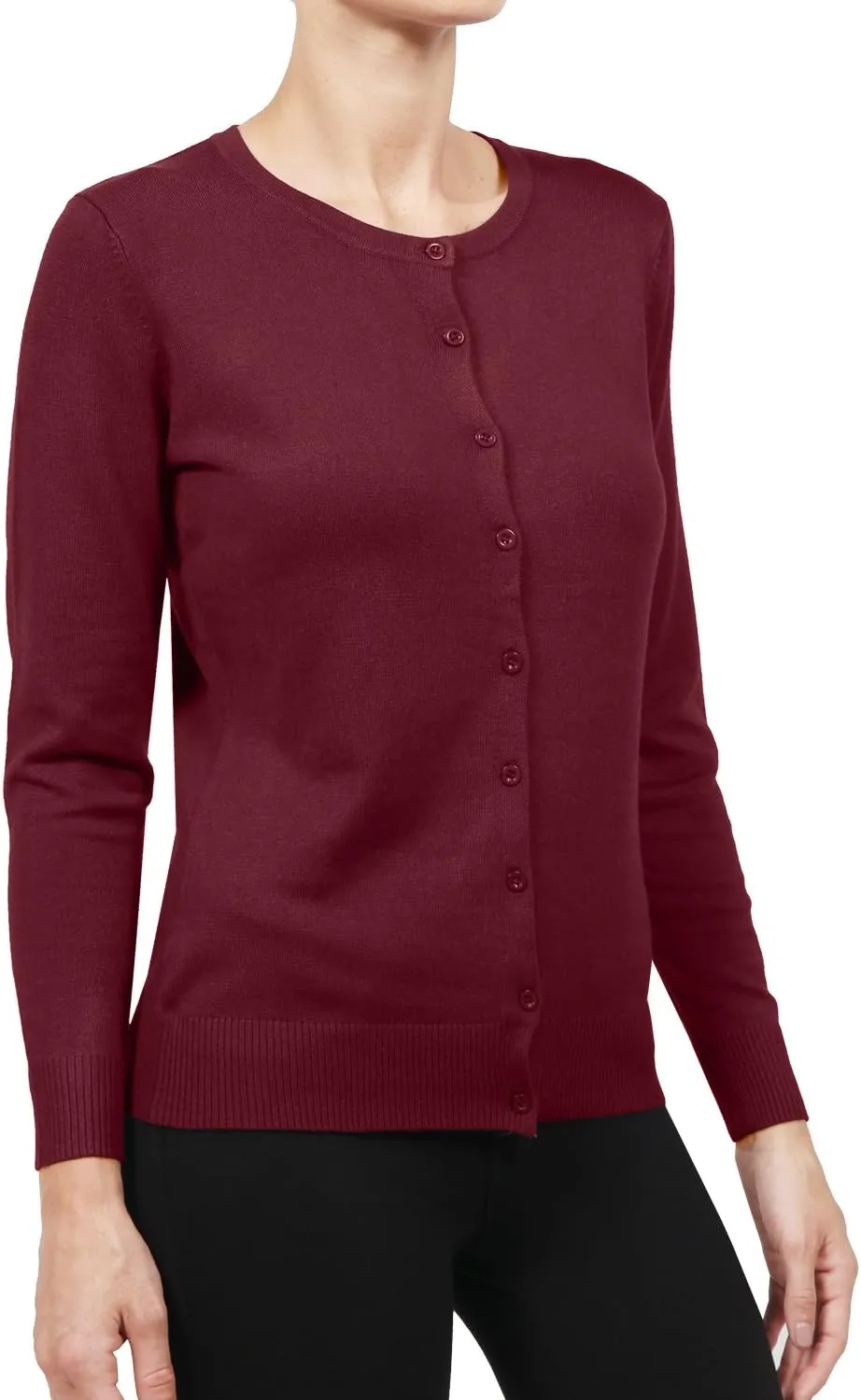 NE PEOPLE Women's Knit Cardigan  Long Sleeve Basic Button Down Crewneck Casual Stretch Sweater Knitted Ribbed Hem