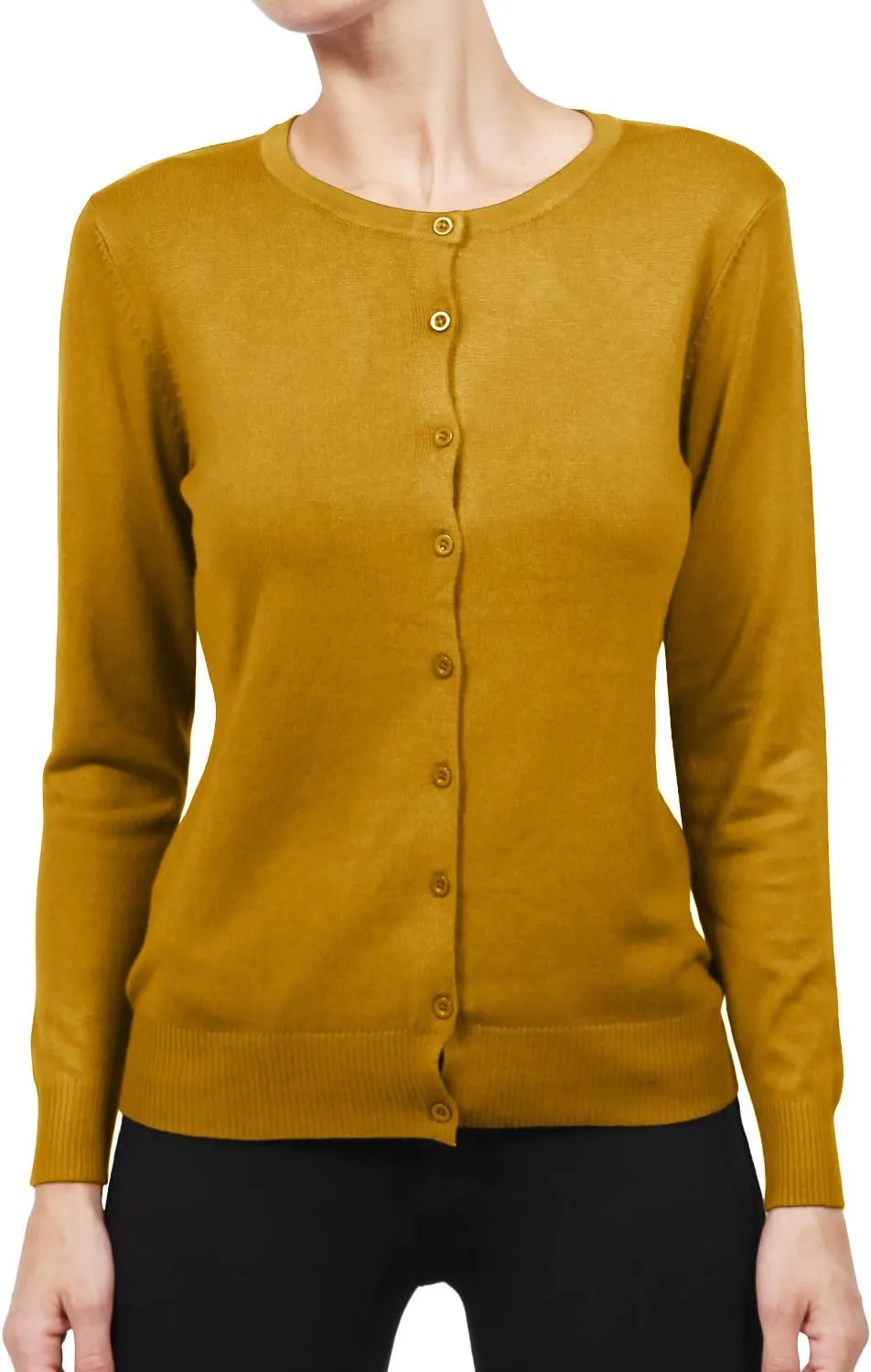 NE PEOPLE Women's Knit Cardigan  Long Sleeve Basic Button Down Crewneck Casual Stretch Sweater Knitted Ribbed Hem