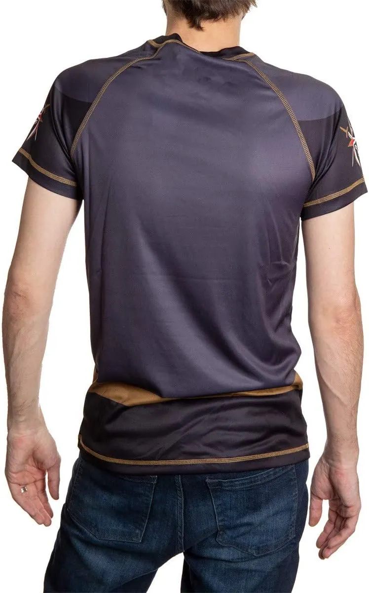 NHL Mens Performance Quick Dry Moisture Wicking Rash Guard Short Sleeve Shirt