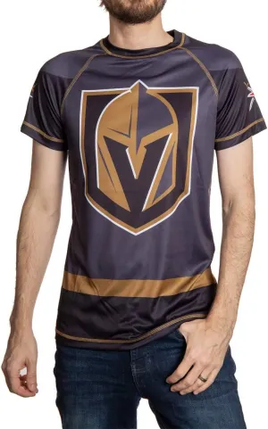 NHL Mens Performance Quick Dry Moisture Wicking Rash Guard Short Sleeve Shirt
