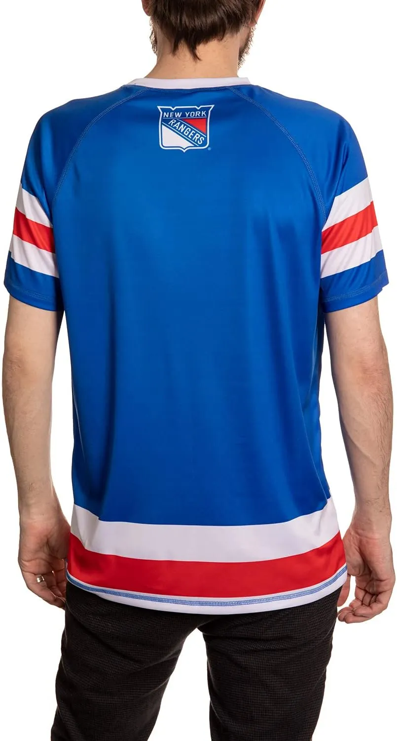 NHL Mens Performance Quick Dry Moisture Wicking Rash Guard Short Sleeve Shirt