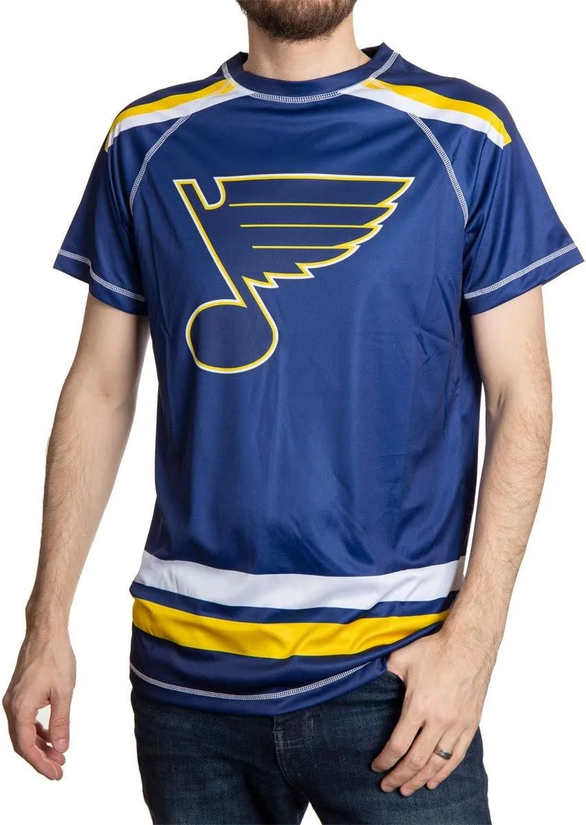 NHL Mens Performance Quick Dry Moisture Wicking Rash Guard Short Sleeve Shirt