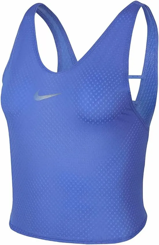 Nike Miler Summer Breathe Crop Tank Top Womens Active Shirts & Tees Size L, Color: Blue-Blue