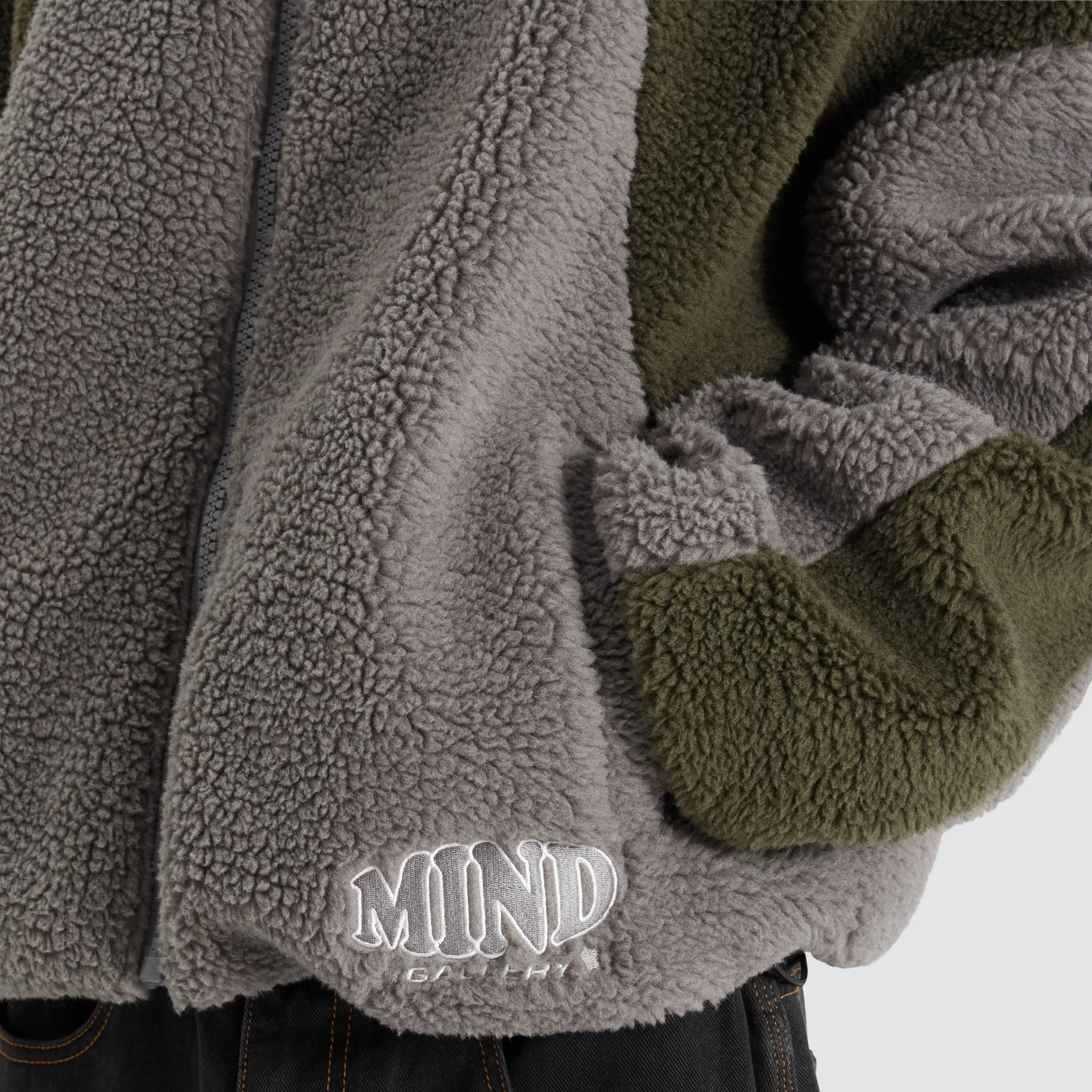 Ninja Zip Through Sherpa Fleece Khaki/Alloy