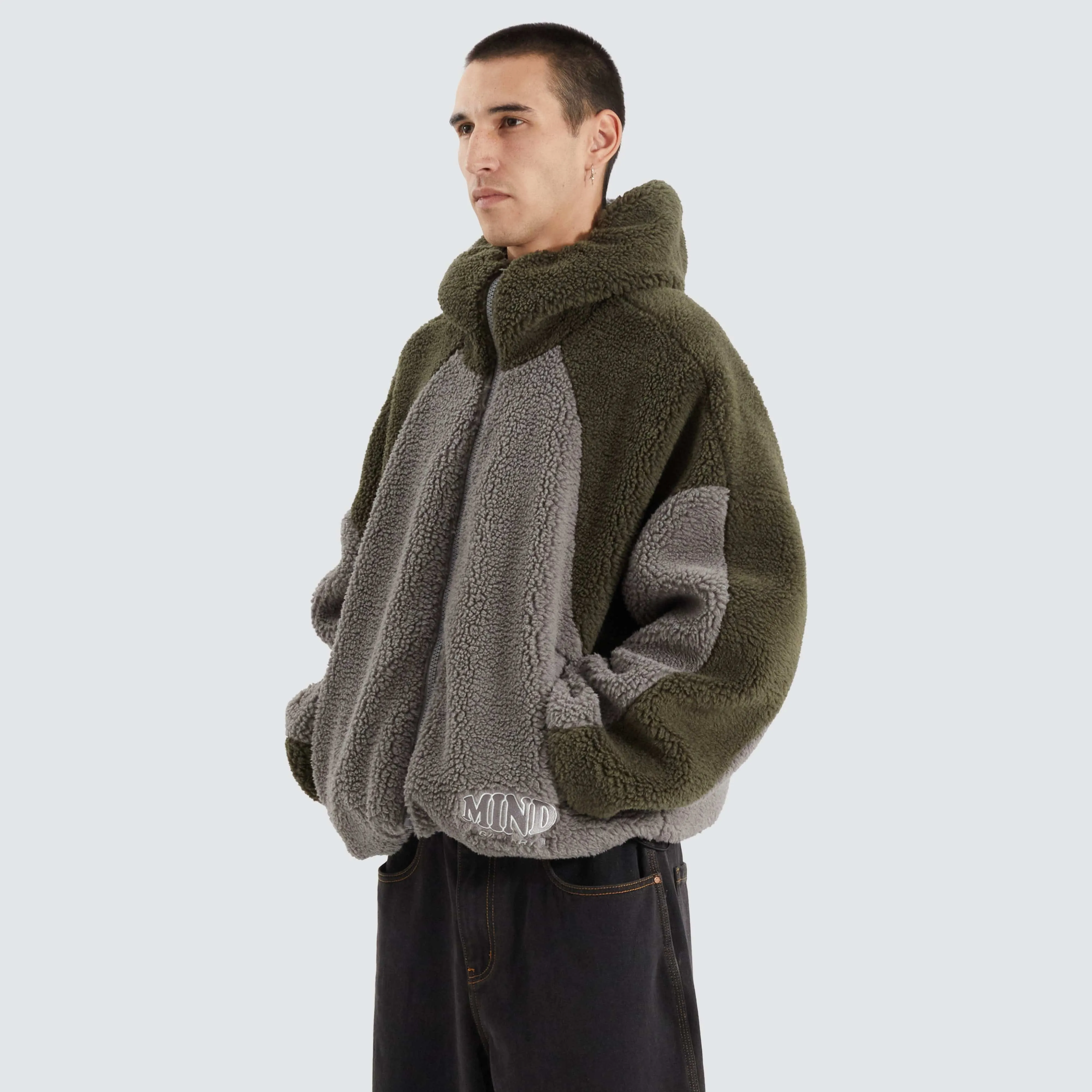 Ninja Zip Through Sherpa Fleece Khaki/Alloy