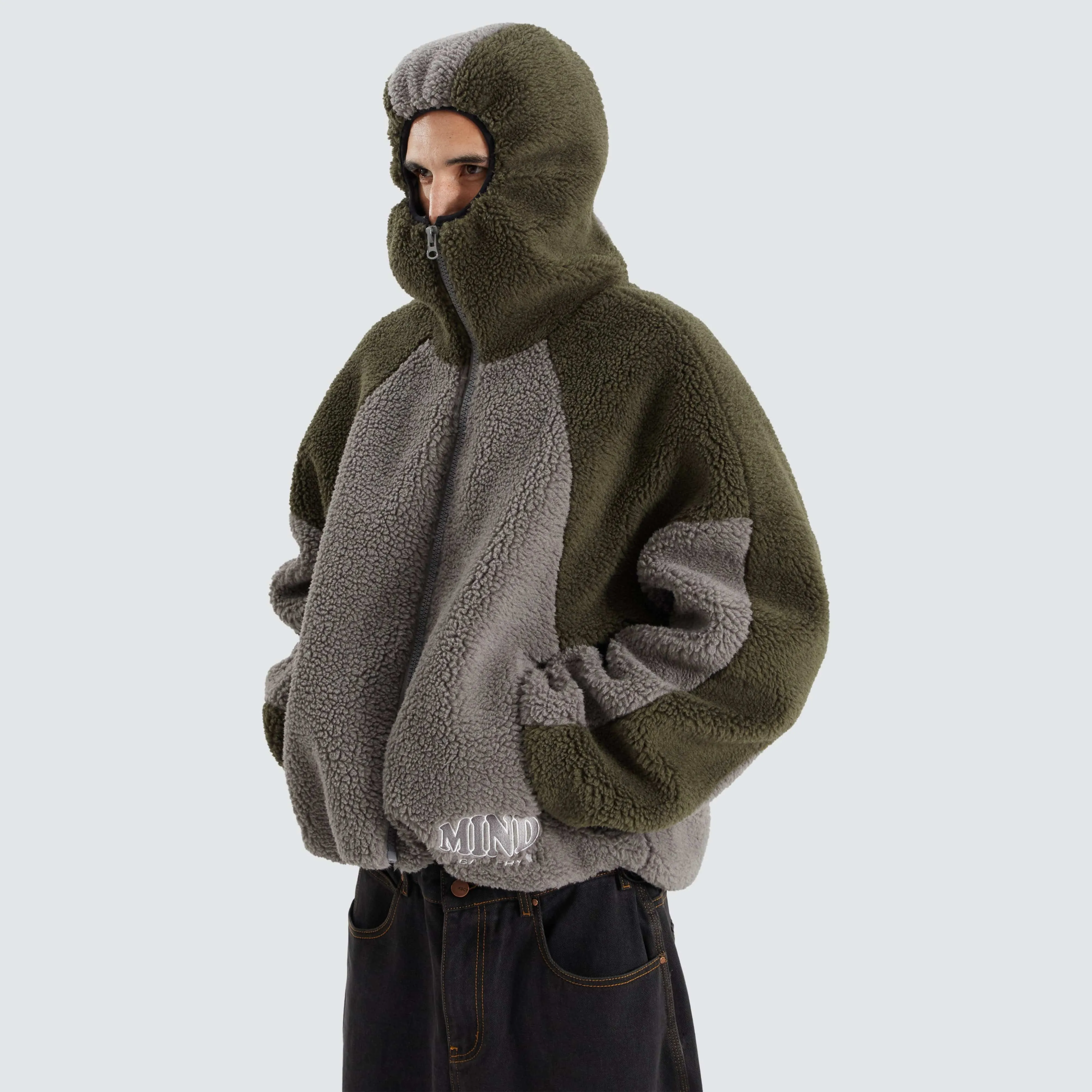 Ninja Zip Through Sherpa Fleece Khaki/Alloy